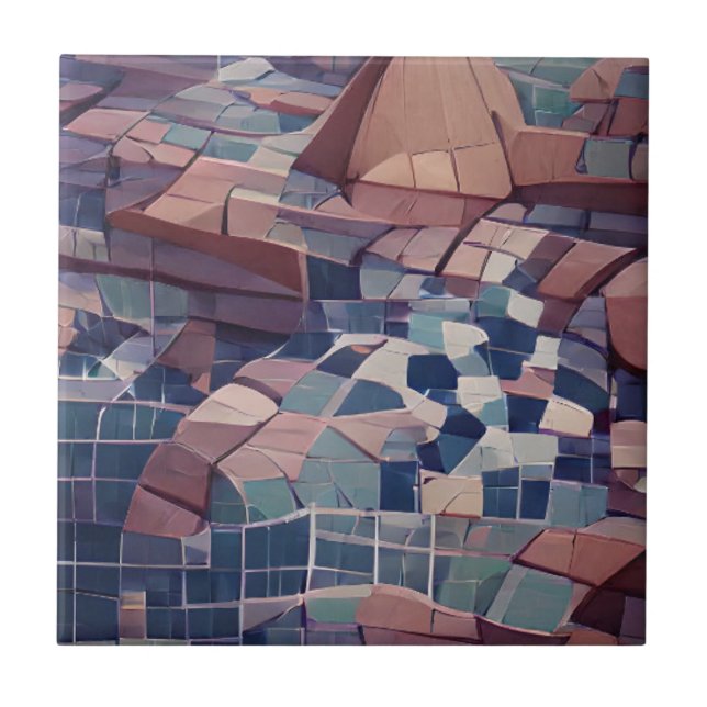 Azulejos de cerámica marrón violeta azul marino ín (Frente)