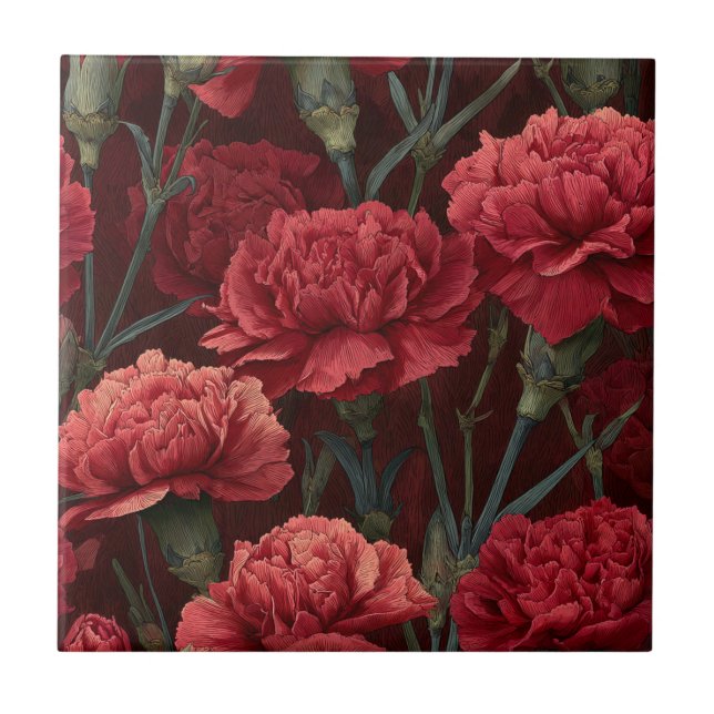 Azulejos de Clavel Botánico Boho para Estilo Spa  (Frente)