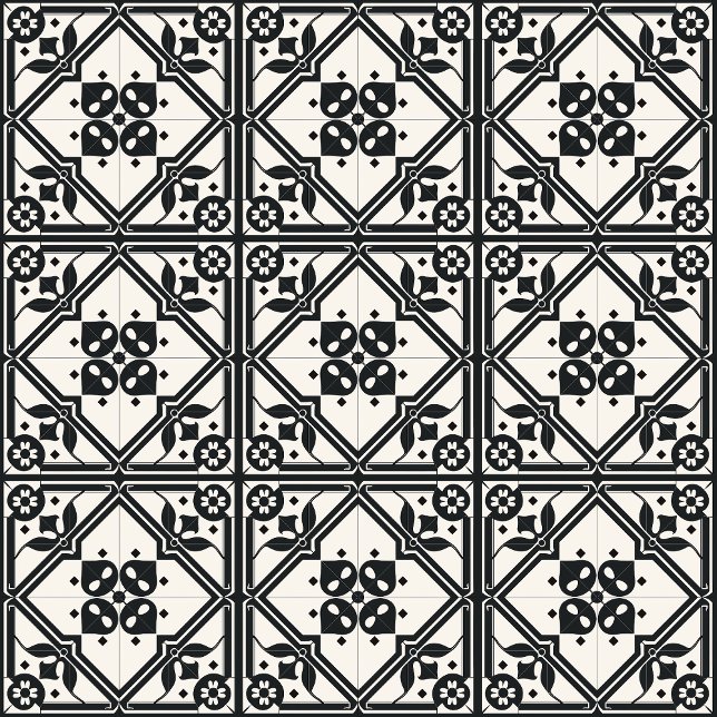 Azulejos de color blanco y negro (Elegant Tile Pattern - 3 x 3 tiles with black grout )