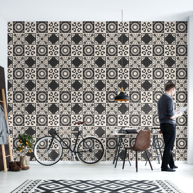 Azulejos de estilo español - Papel pintado adhesiv (Sala de estar)