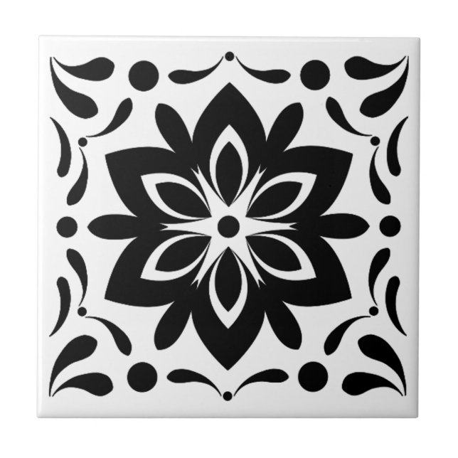 Azulejos de flor negra y blanca (Frente)