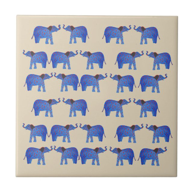 Azulejos de foto de cerámica de Elefante Azul (Frente)