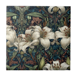 Azulejos De Lirios Florales En Negrita Para Piso D