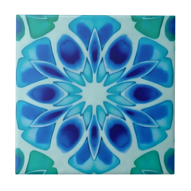 azulejos de motivos florales azules y blancos (Frente)