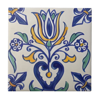azulejos de motivos florales clásicos azules y ama