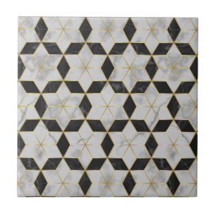 Azulejos de pared de baño negros y dorados