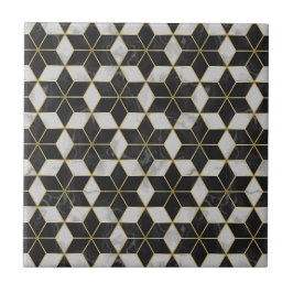 Azulejos de pared negros y dorados para baño peque