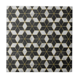Azulejos de pared negros y dorados para baño peque