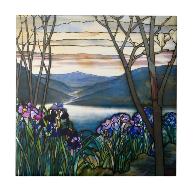 azulejos de tiffany coloridos paisajes montañosos (Frente)