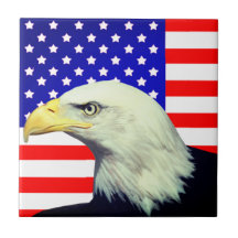 Azulejos decorativos con bandera y águila norteame