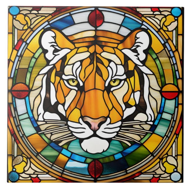 Azulejos decorativos de vidrio manchado de tigre (Frente)