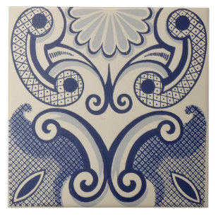 Azulejos floral azul geométrico repro portugués