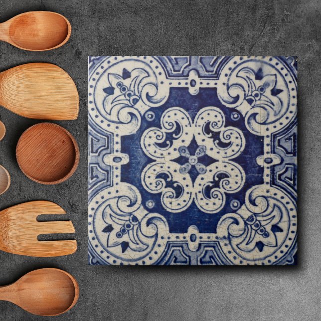 Azulejos floral azul geométrico repro portugués (Subido por el creador)