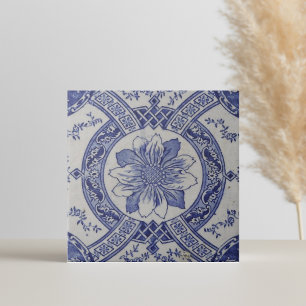 Azulejos floral azul geométrico repro portugués