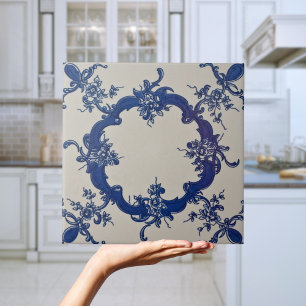 Azulejos Floral Ti De Azulejos Azul Repro Portugué