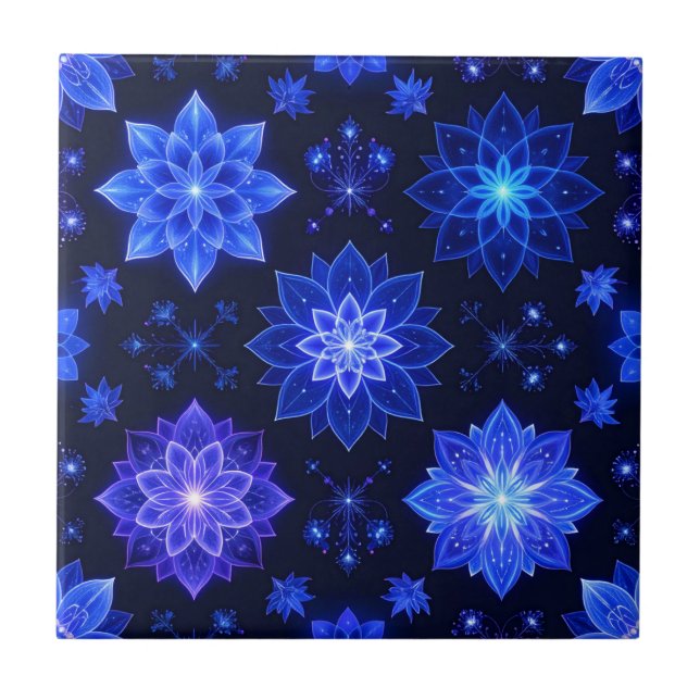 Azulejos florales Azules Púrpuras Glutinantes (Frente)