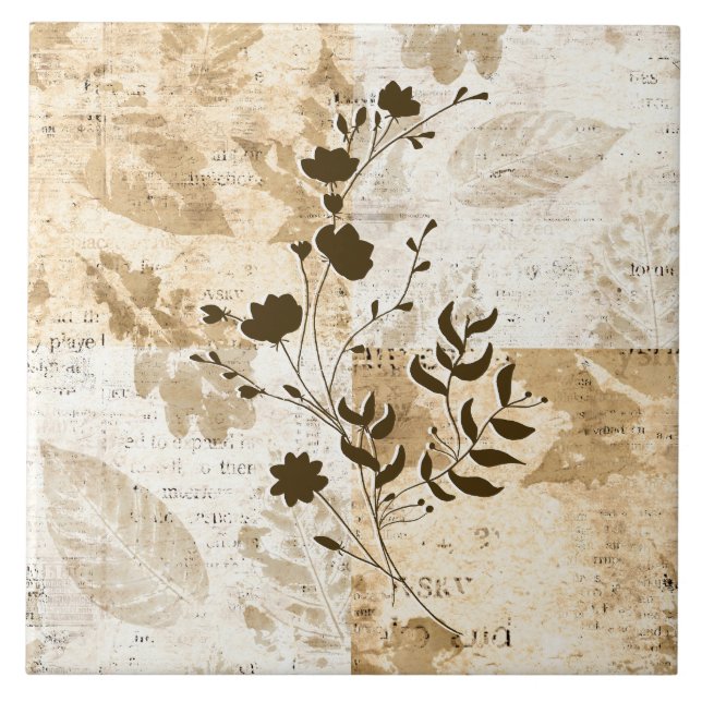 Azulejos florales crema y marrón (Frente)