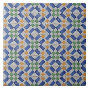 Azulejos Geométricos Españoles Repro Baldosa Azul 