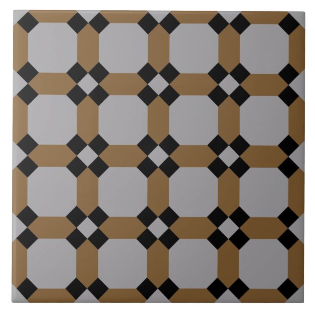 Azulejos geométricos Mosaicos Gris Oro Tile (Frente)