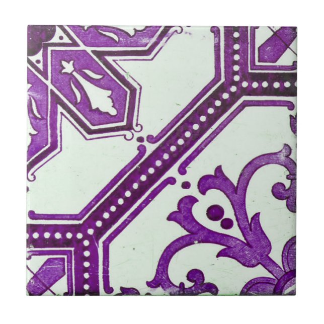 Azulejos geométricos púrpura repro portugués (Frente)