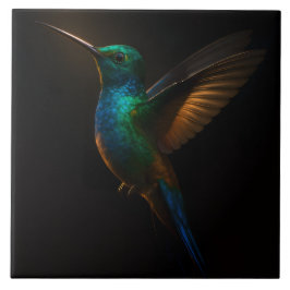 Azulejos lujosos de color negro 4 con colibrí vola
