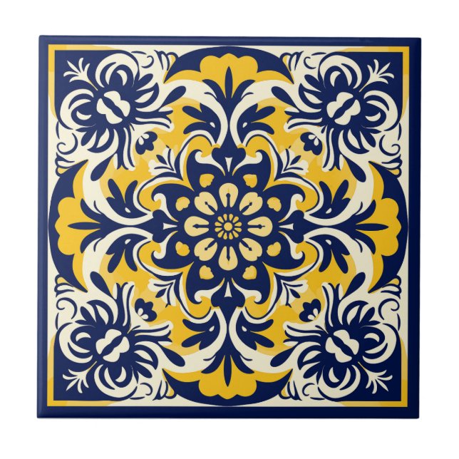 Azulejos mexicanos azules y amarillos - # 2 (Frente)