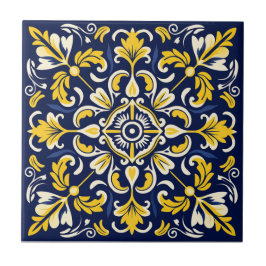Azulejos mexicanos azules y amarillos cerámicos - 