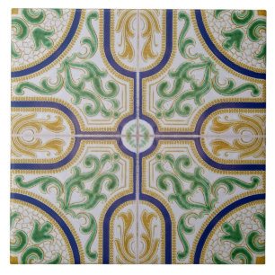 azulejos modernos amarillo floral Tile