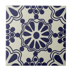 Azulejos - Patrón Mexicano Azul/Blanco Deslucido