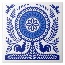 Azulejos populares polacos de árbol azul