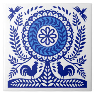 Azulejos populares polacos de árbol azul