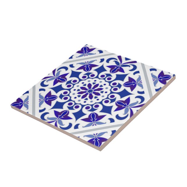 Azulejos portugueses azules y blancos índigo (Lado)