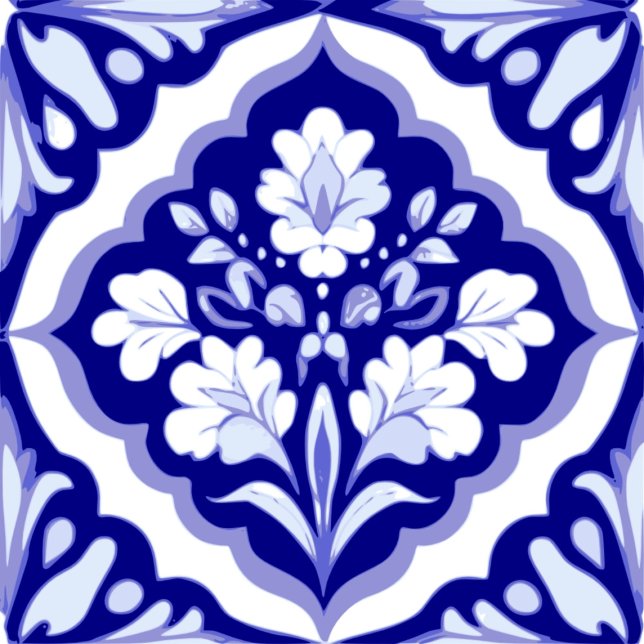 Azulejos portugueses blancos y azules sin foco Flo (Single Tile)