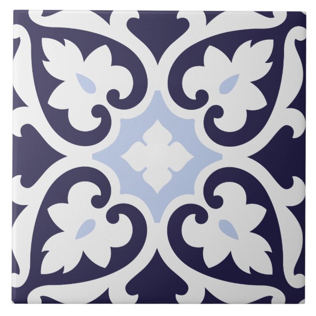 Azulejos portugueses Clásico índigo azul y blanco (Frente)