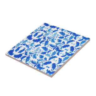 Azulejos portugueses Flores y hojas azules