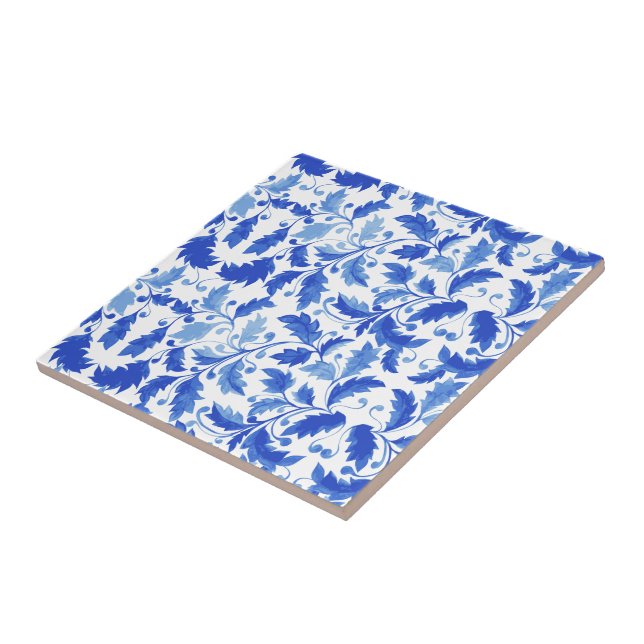 Azulejos portugueses Flores y hojas azules (Lado)