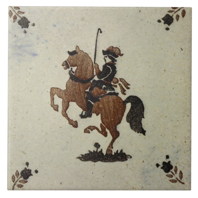 Azulejos Repro Vintage Delft Marrón Únicos (Frente)
