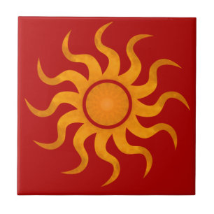 Azulejos rojos de sol deslumbrante - Pequeño