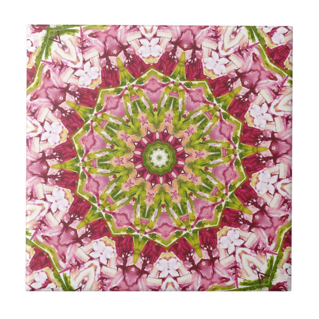 Azulejos rosados y verdes del Kaleidescope de Ola  (Frente)