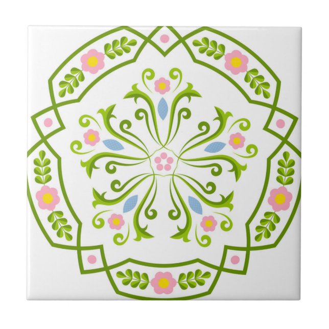 azulejos suaves flores verdes frescas (Frente)