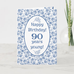 Azules añiles en la 90.a tarjeta de cumpleaños