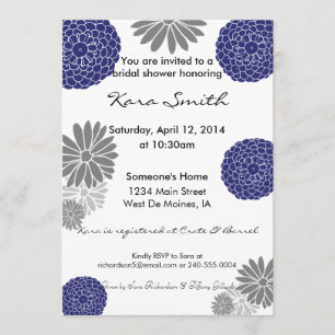 azules marinos 5x7 y invitación nupcial gris de la