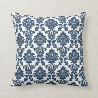 Azules marinos - almohada blanca del damasco