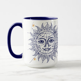 Azules marinos de Sun y taza celestiales de la