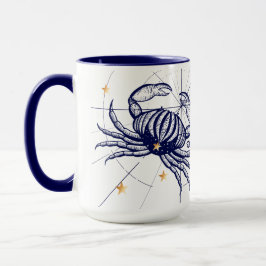 Azules marinos del zodiaco del cáncer y taza del