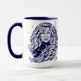 Azules marinos del zodiaco del virgo y taza del