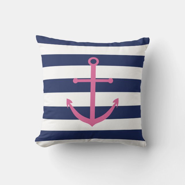Azules marinos y almohada rosada del ancla (Anverso)