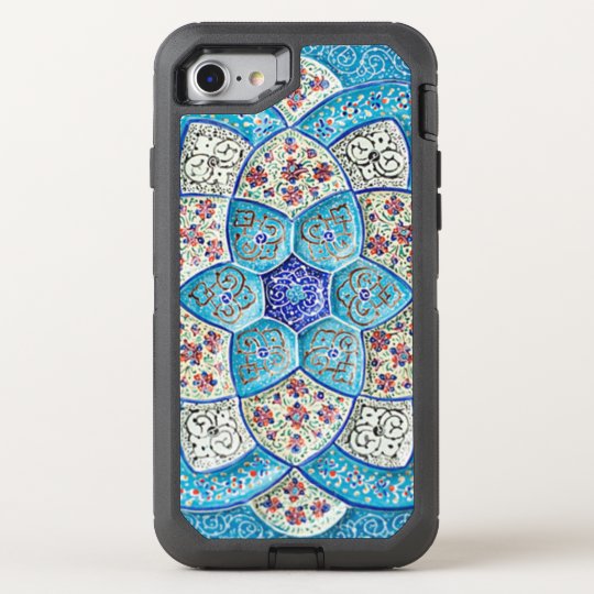 Azules turquesas marroquíes tradicionales, blanco, funda OtterBox defender para iPhone 7
