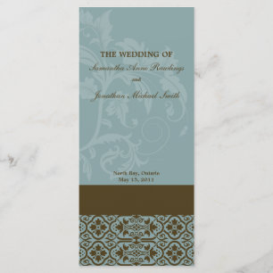 Azules turquesas y Brown del programa de la boda