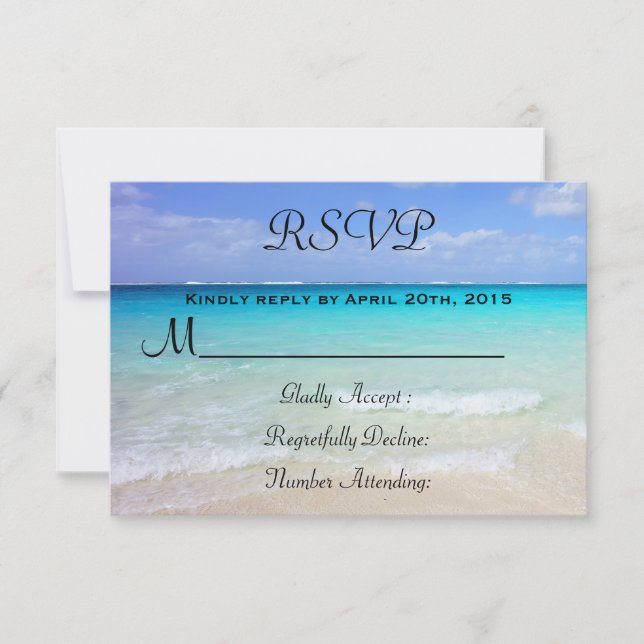 Azure Blue Caribbean Tropical Beach RSVP (Anverso)